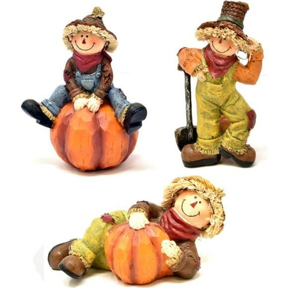 Gift Boutique Harvest Scarecrows Table Decor Figurines with Pumpkins - 3 - Picture 1 of 4